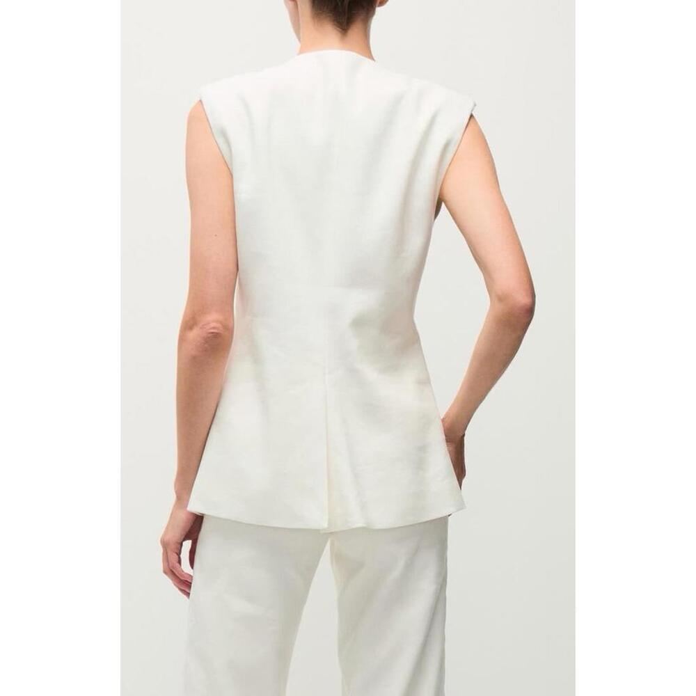 New Veronica Beard Tamara Linen Vest In Off-white Size 10 $548 - Picture 2 of 11